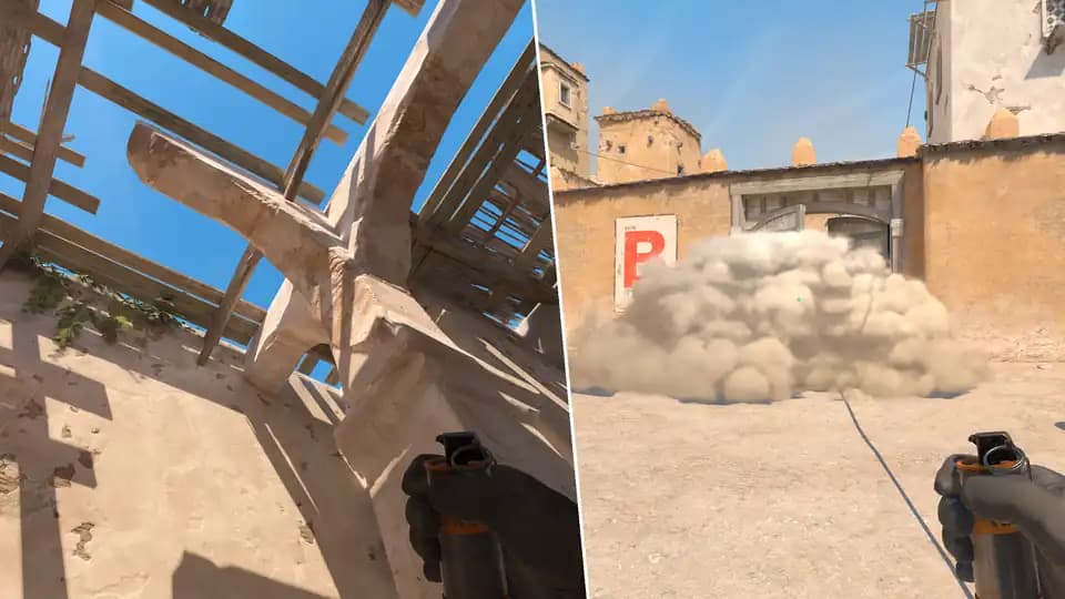 Nades Guide - B doors inside smoke from upper tunnels