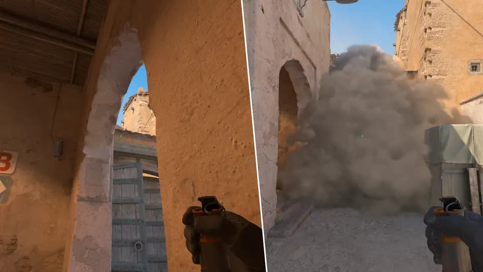 Nades Guide - Mid doors smoke from lower tunnels