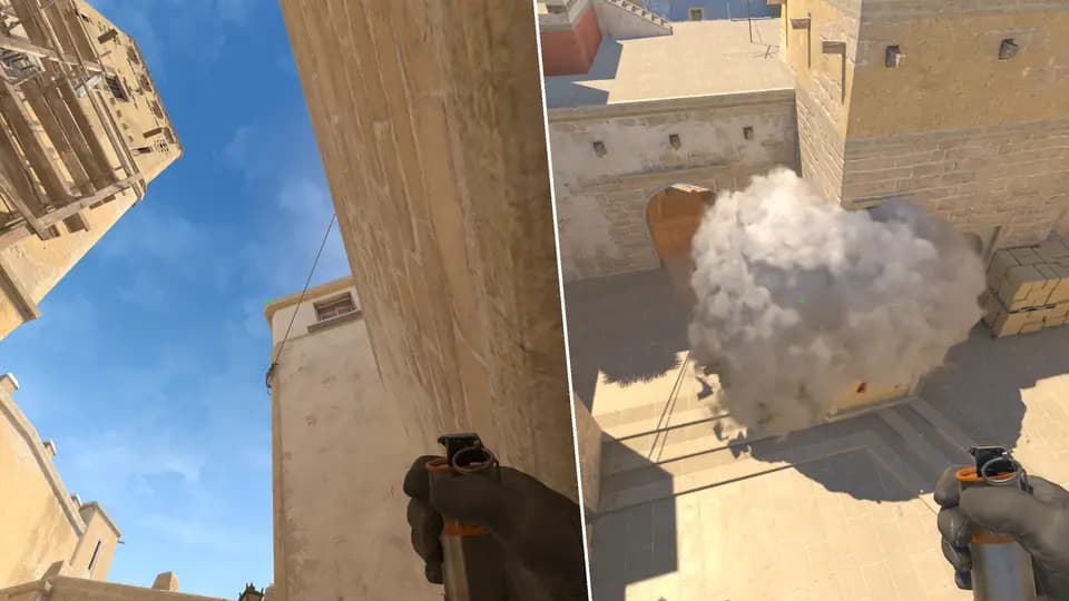 Nades Guide - Stairs Smoke from TRoof Gate