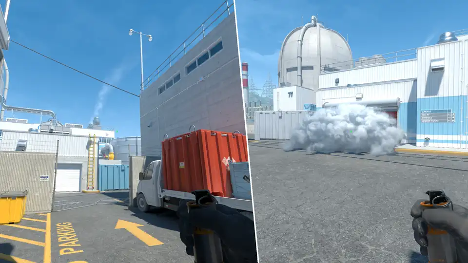Nades Guide - Garage Smoke From T Spawn