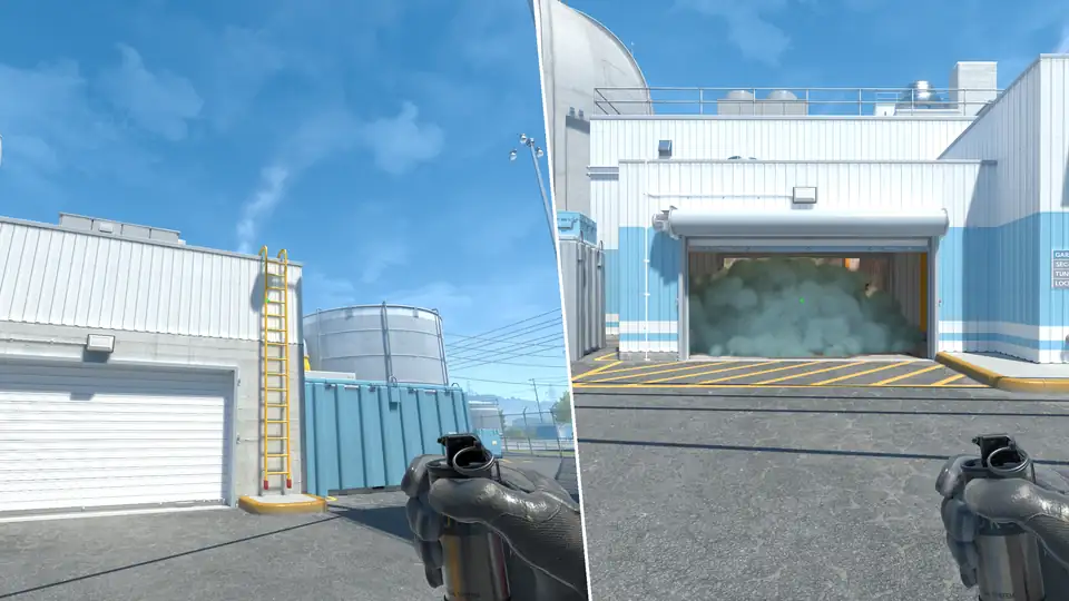 Nades Guide - Garage Smoke From T Spawn C